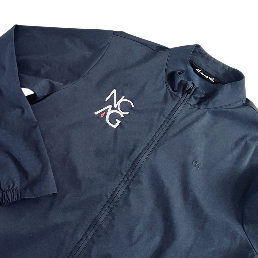 Travis Mathew Golf Performance Zip Jacket Windbreaker Mens L NCAG Logo Navy Blue